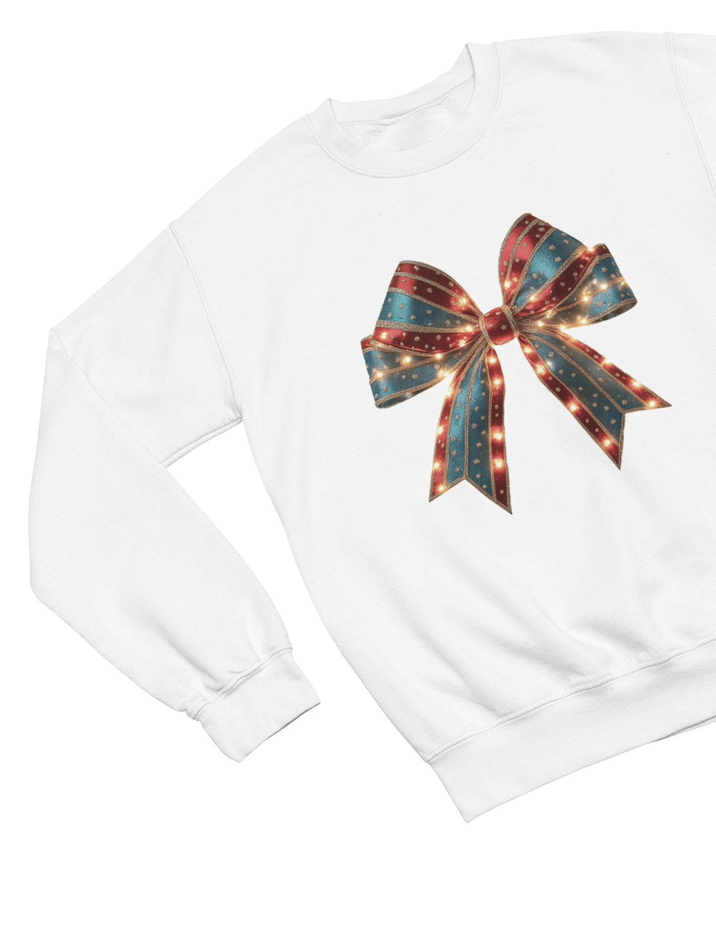 Coquette Christmas Bow Sweatshirt – Festive Girly Winter Jumper Sweatshirt / 3XL (Adult) / White gift_idea unique_gift personalised_gift