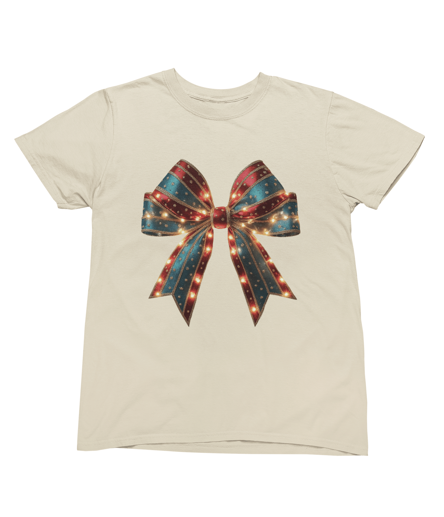 Coquette Christmas Bow Sweatshirt – Festive Girly Winter Jumper T-Shirt / 3XL (Adult) / Beige gift_idea unique_gift personalised_gift