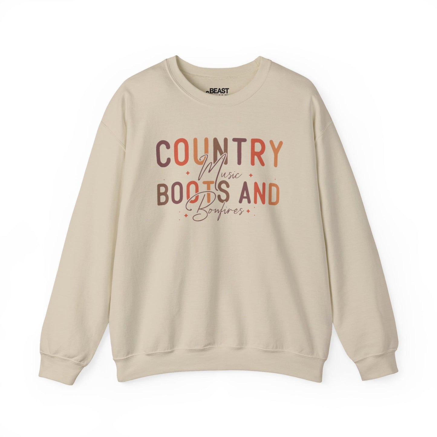 sand sweatshirt with country boots and bonfires graphic western fall outfit