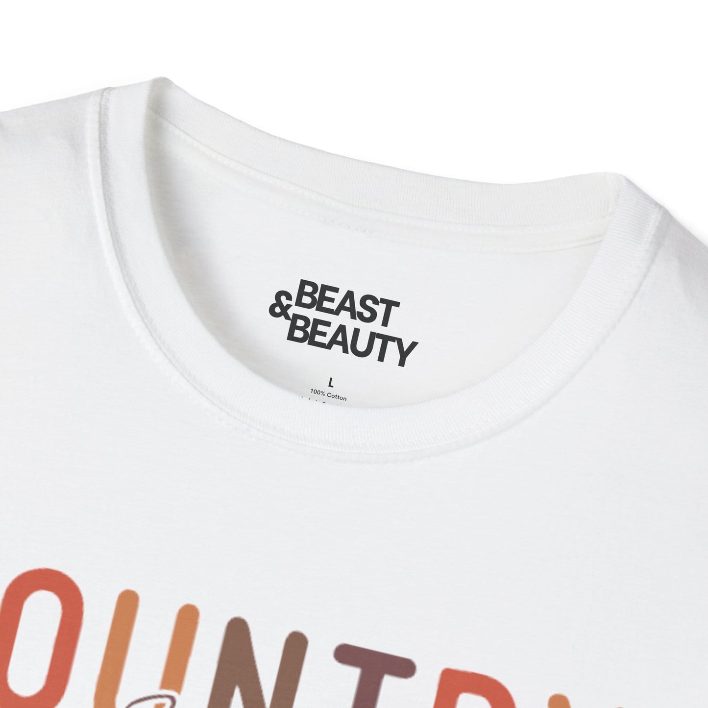 white fitted t-shirt with country music boots and bonfires slogan for music lovers
