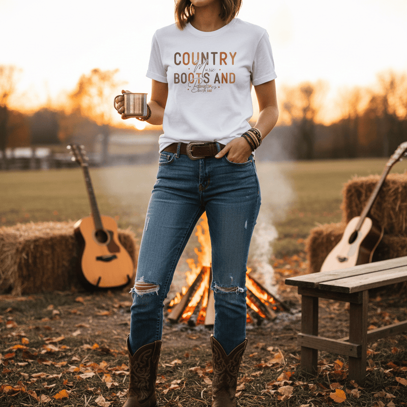 Country Music Boots and Bonfires T-Shirt