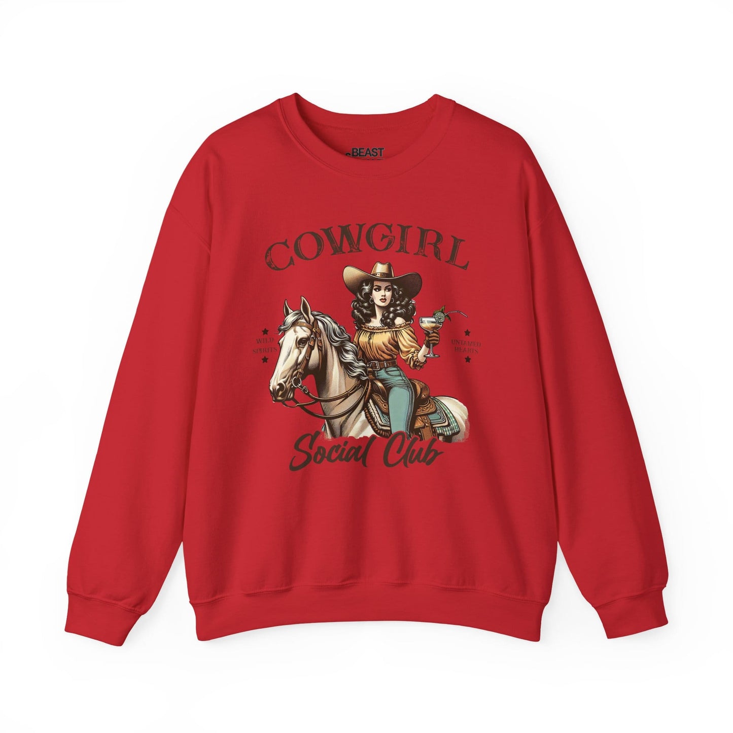 red sweatshirt with cowgirl social club western graphic birthday gift for her