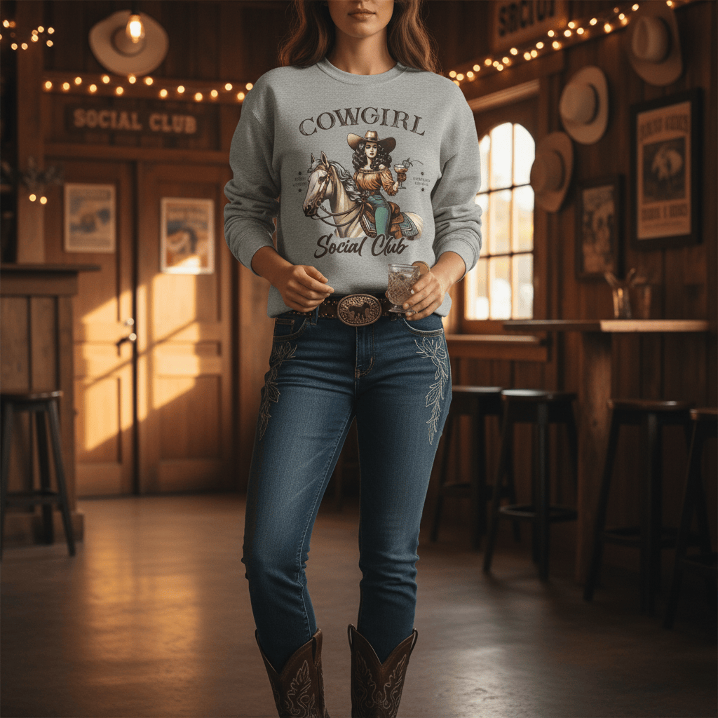 cowgirl social club western sweatshirt gift idea packaging and presentation
