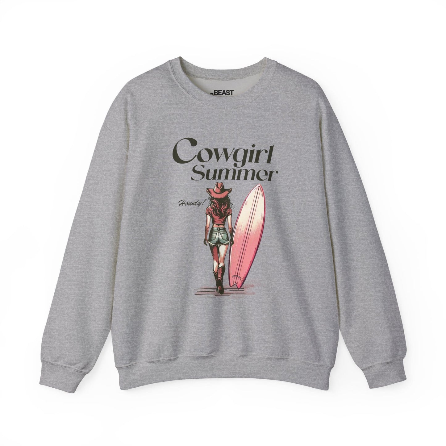 sport grey sweatshirt with cowgirl summer western design for her