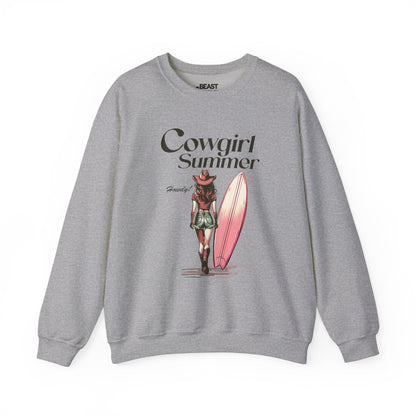 sport grey sweatshirt with cowgirl summer western design for her