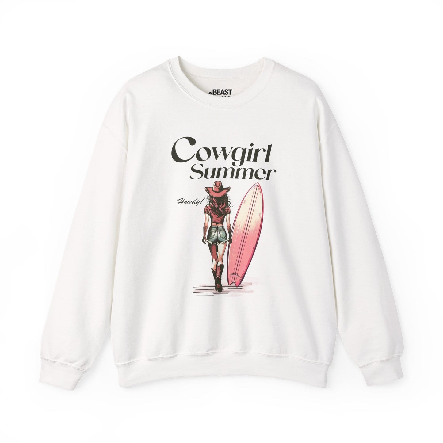 white sweatshirt with cowgirl summer western print gift for her