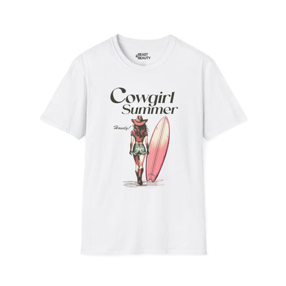 white cowgirl summer t-shirt with western graphic design for her