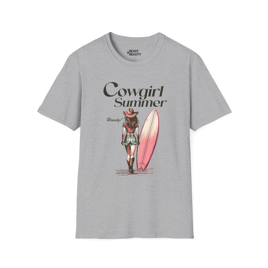 sport grey cowgirl summer t-shirt with western print gift for her
