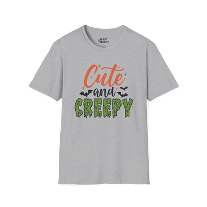 natural colour t-shirt with cute and creepy halloween typography design