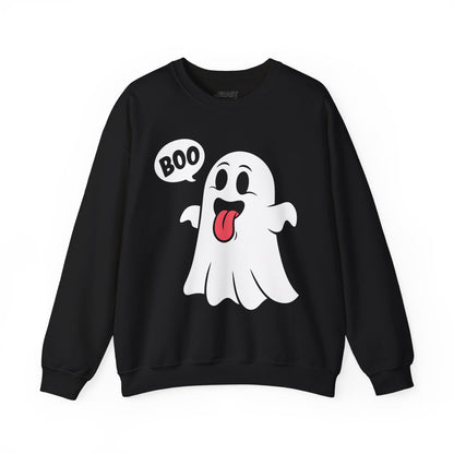 black sweatshirt with boo ghost Halloween graphic for spooky season gifts