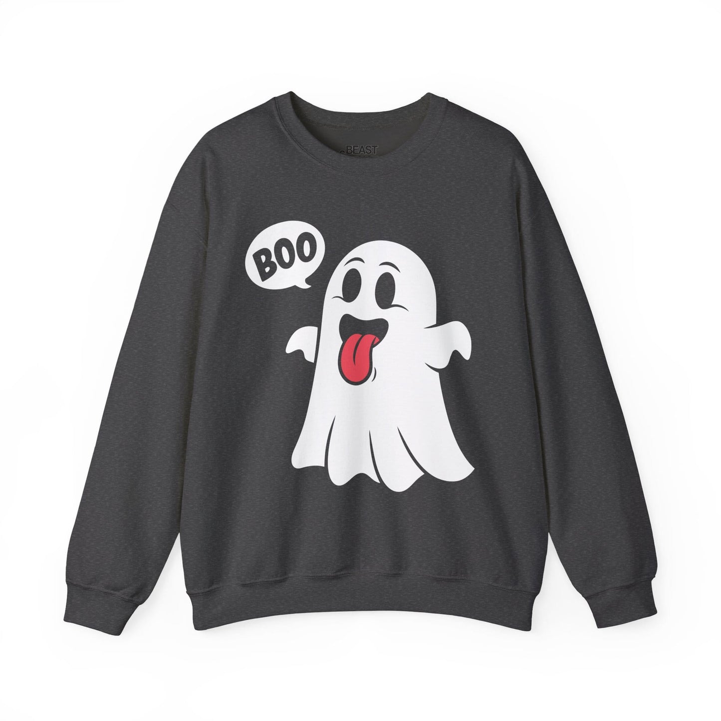 dark heather sweatshirt with cute boo ghost Halloween print