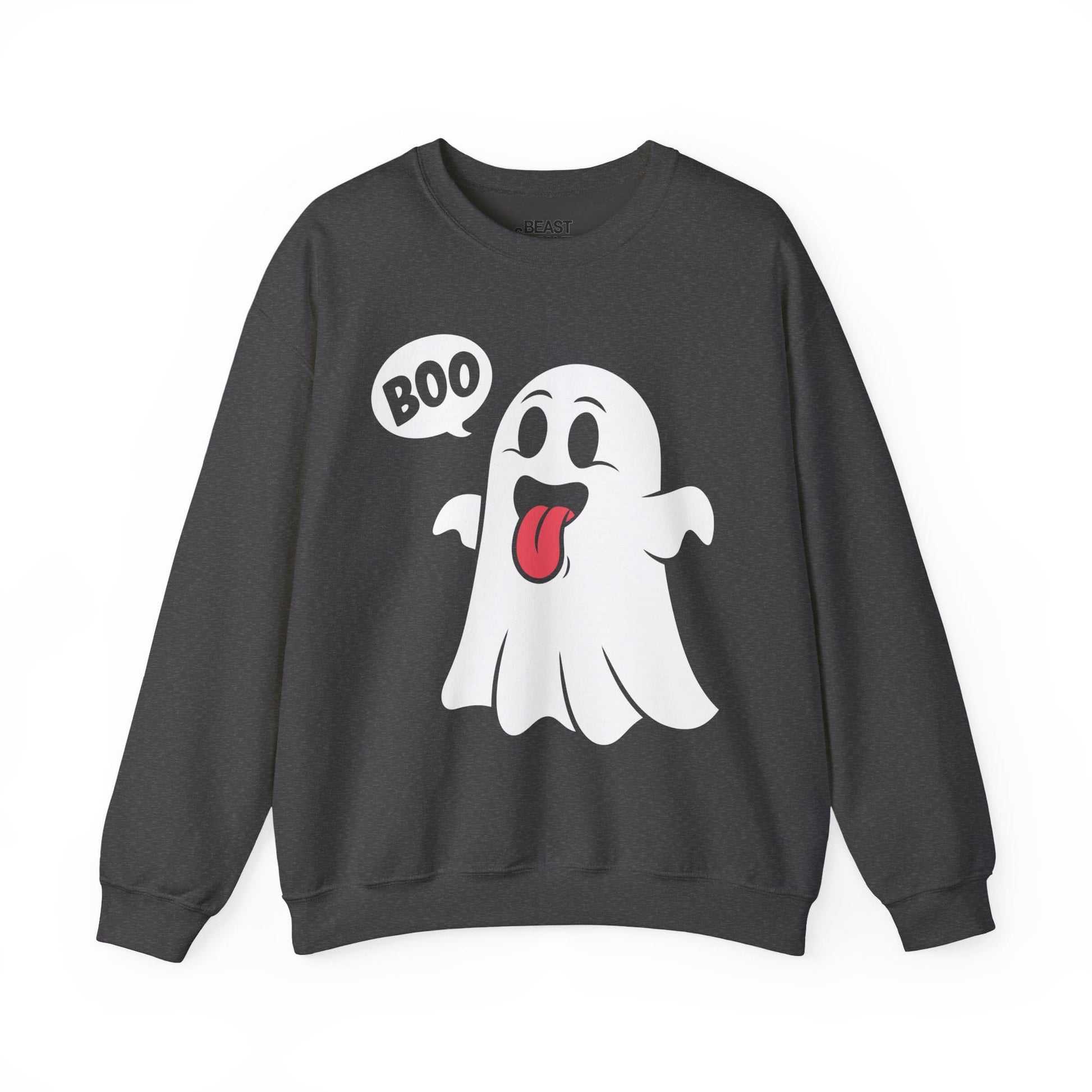 dark heather sweatshirt with cute boo ghost Halloween print