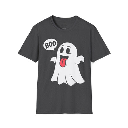 military green t-shirt with cute boo ghost halloween design unisex fit