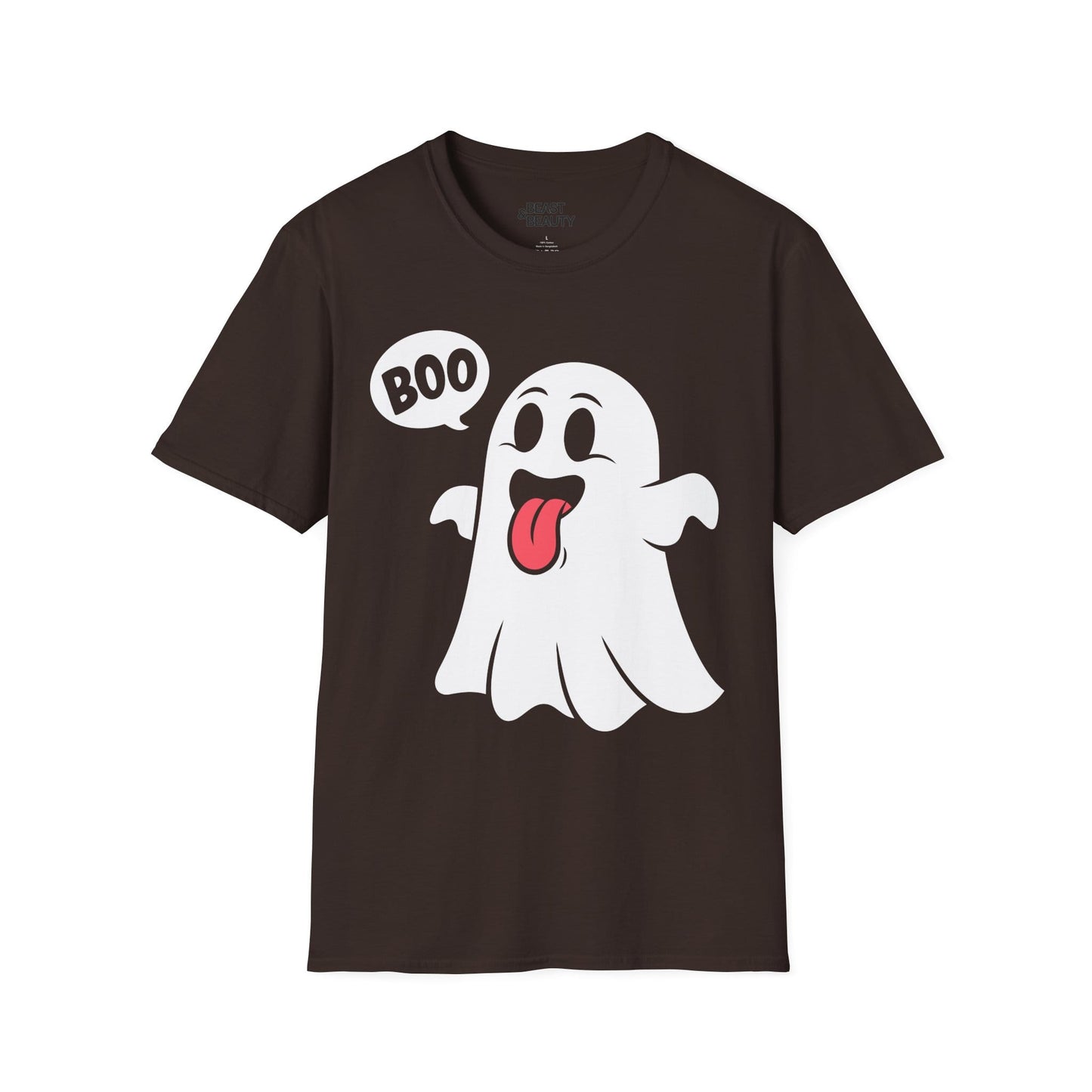 royal blue t-shirt with cute cartoon ghost boo halloween print