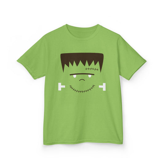 Cute Frankenstein Face Halloween Kids T-Shirt - funny t-shirt by Cheeky Business