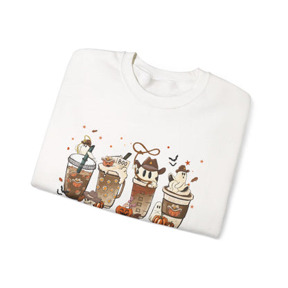 Cute Halloween Coffee Ghost Sweatshirt - funny sweatshirt by Cheeky Business