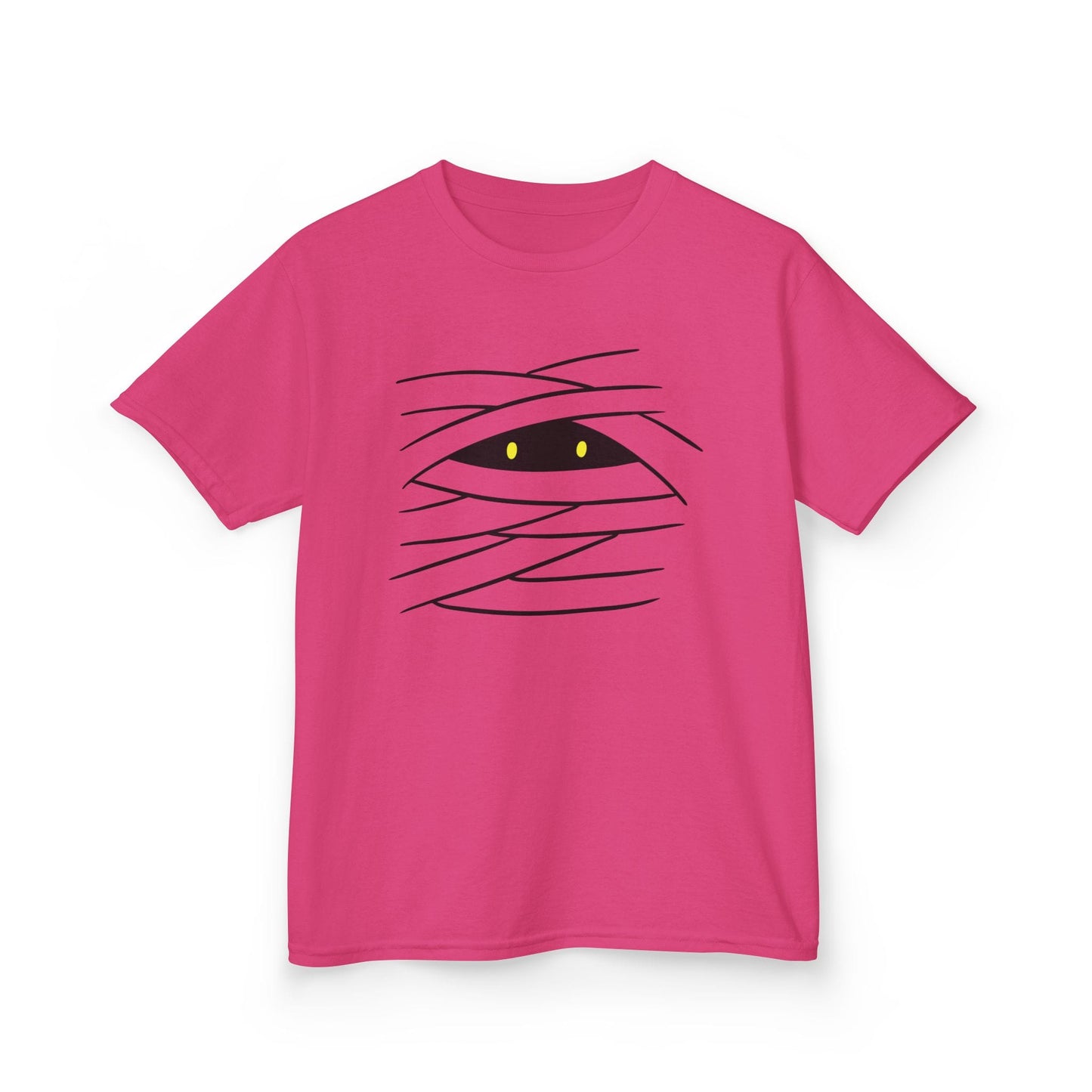 heliconia pink kids t-shirt with cute mummy glowing eyes halloween graphic
