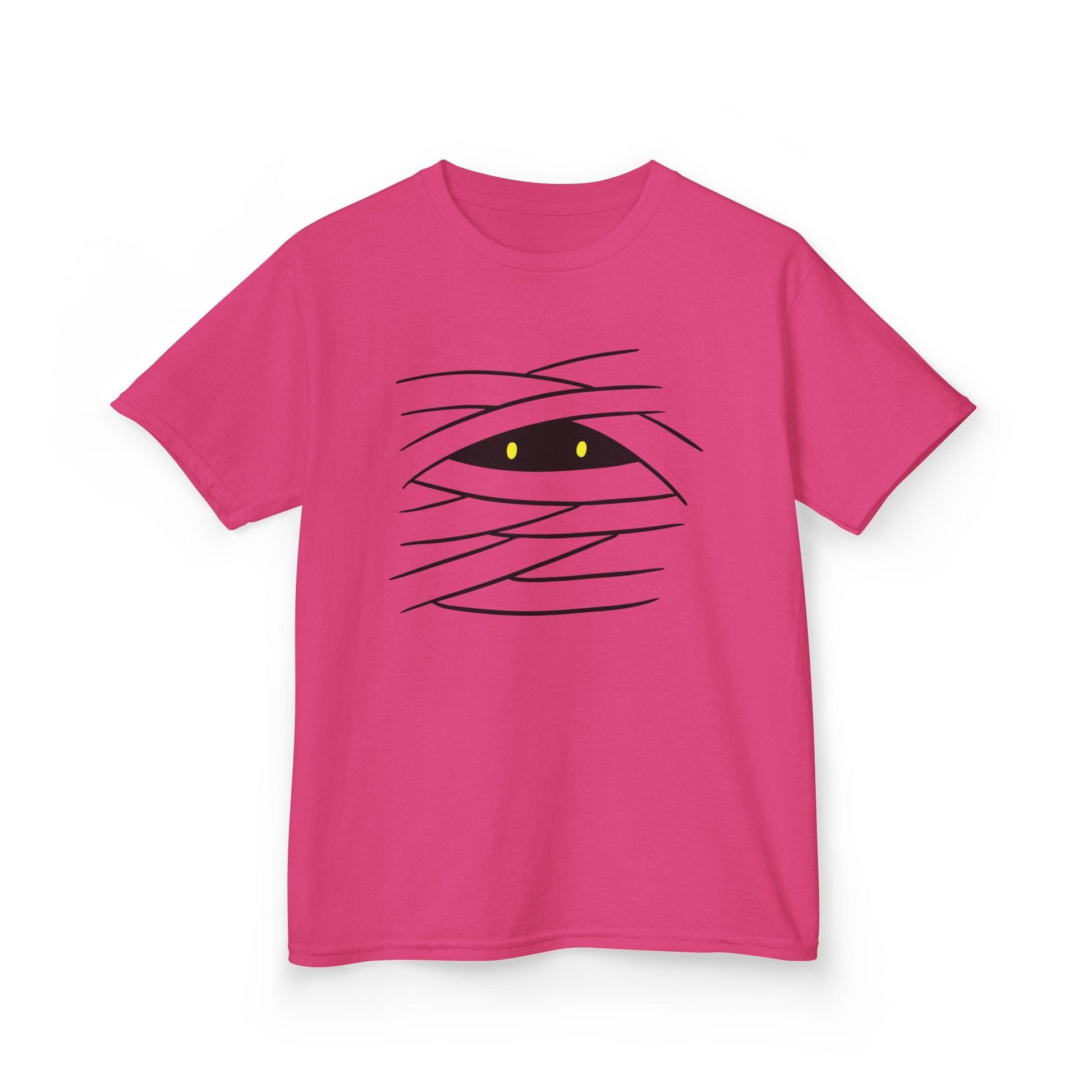 heliconia pink kids t-shirt with cute mummy glowing eyes halloween graphic