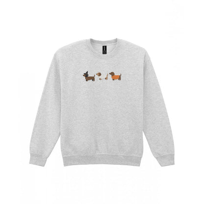 Sausage Dogs in Halloween Costumes Embroidered Sweatshirt in Sport Grey