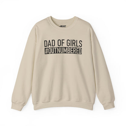 sand sweatshirt with dad of girls outnumbered slogan for Father's Day or birthday gift