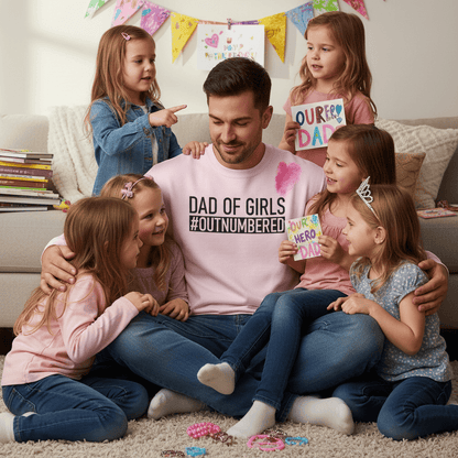dad of girls outnumbered sweatshirt available in multiple colours funny gift idea for girl dads
