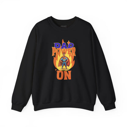 black sweatshirt with Dad Power On slogan design funny dad gift idea