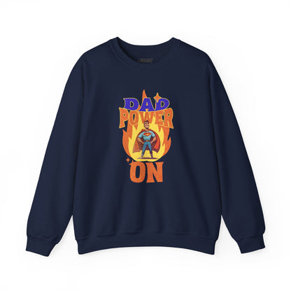 navy sweatshirt with Dad Power On graphic print for dads birthday or Father's Day