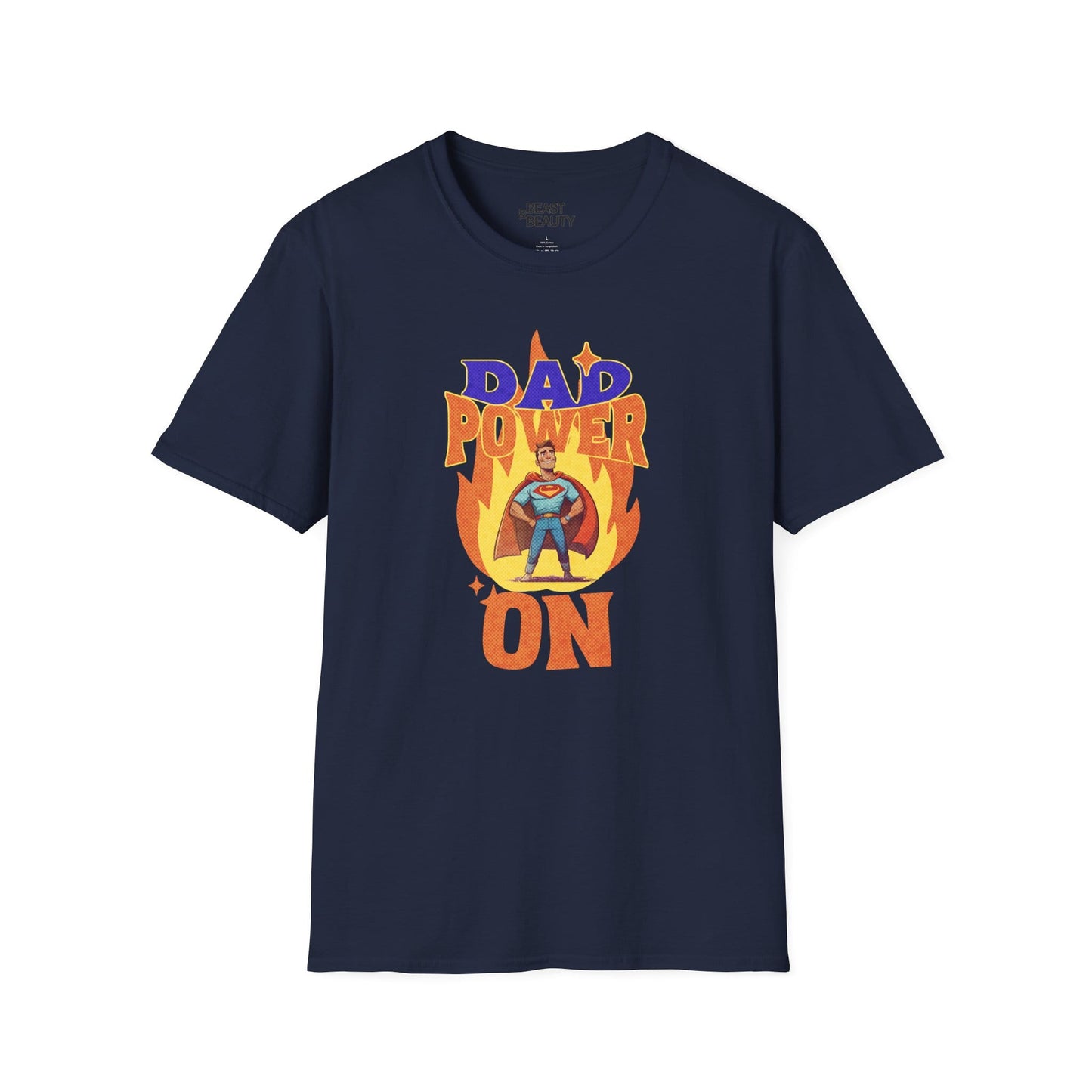 dad power on superhero t-shirt for dads navy t-shirt Father's Day gift idea