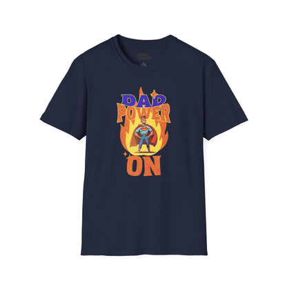 dad power on superhero t-shirt for dads navy t-shirt Father's Day gift idea