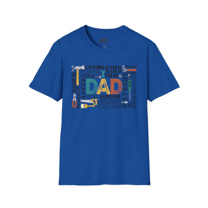royal blue t-shirt with dad the handyman funny handyman dad design