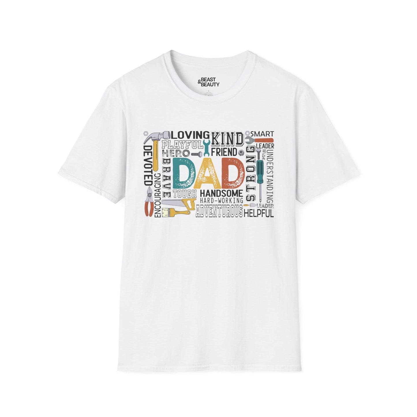 white t-shirt with dad the handyman handyman slogan gift idea