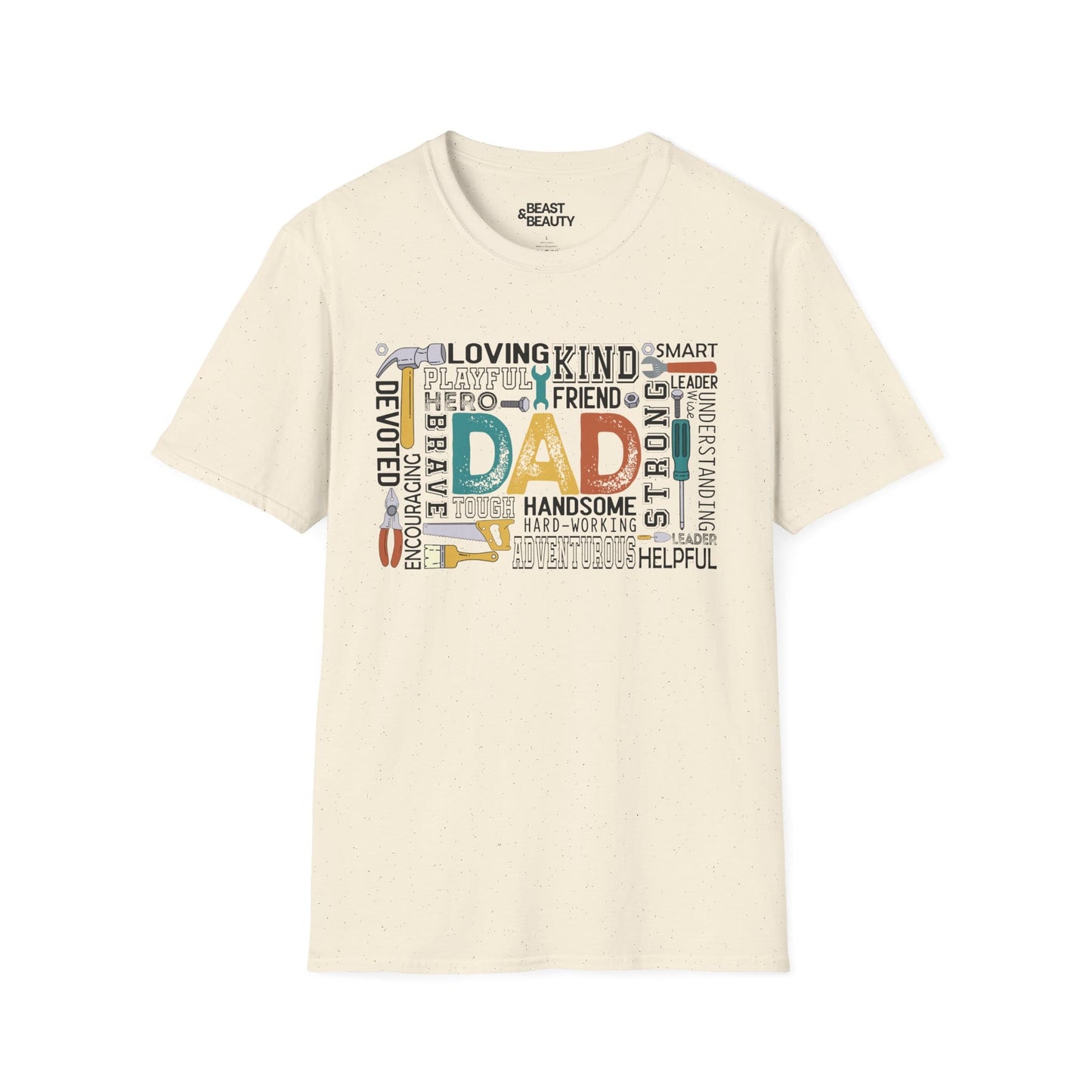 natural t-shirt with dad the handyman bold printed design for dads