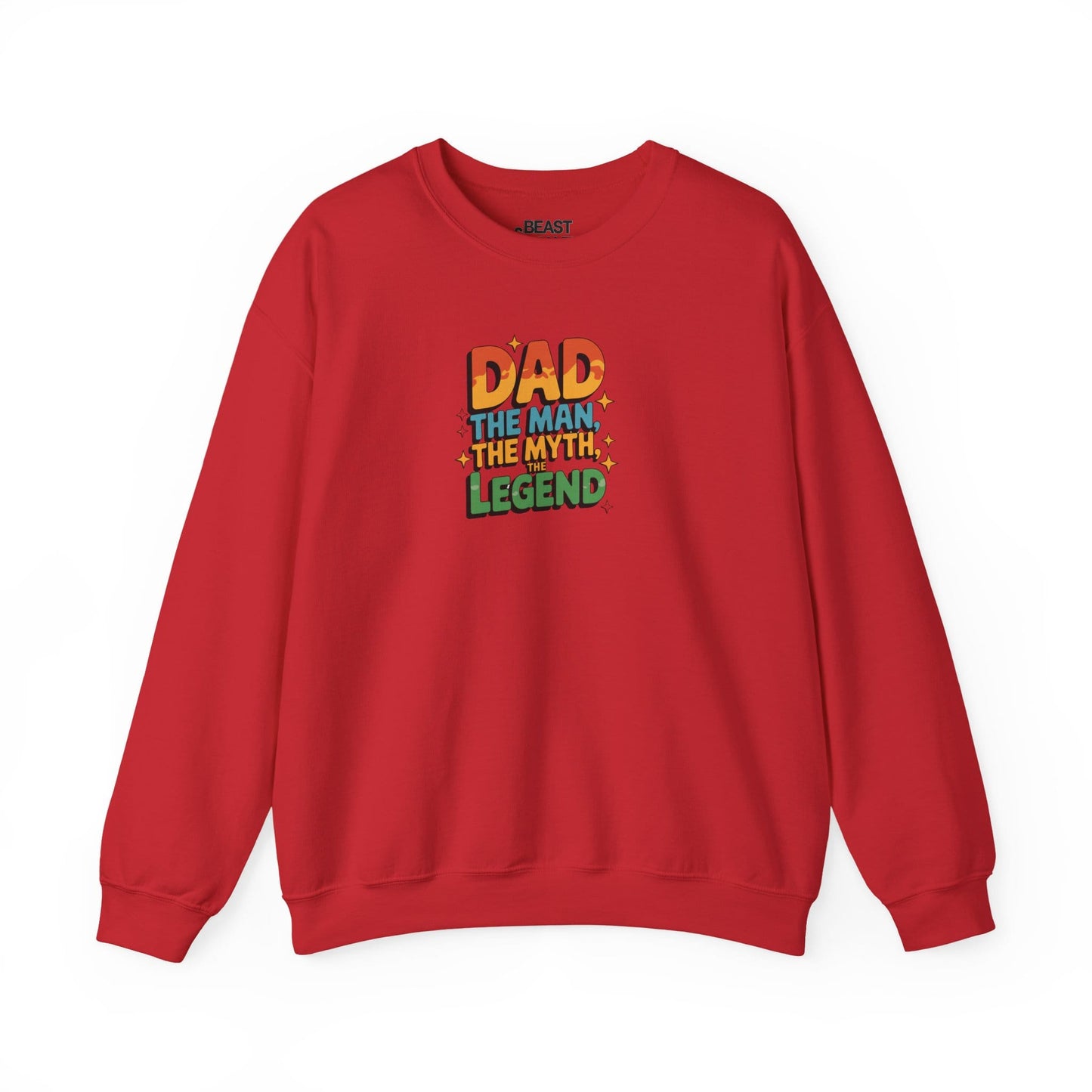 red sweatshirt with Dad The Man The Myth The Legend slogan birthday gift for dad