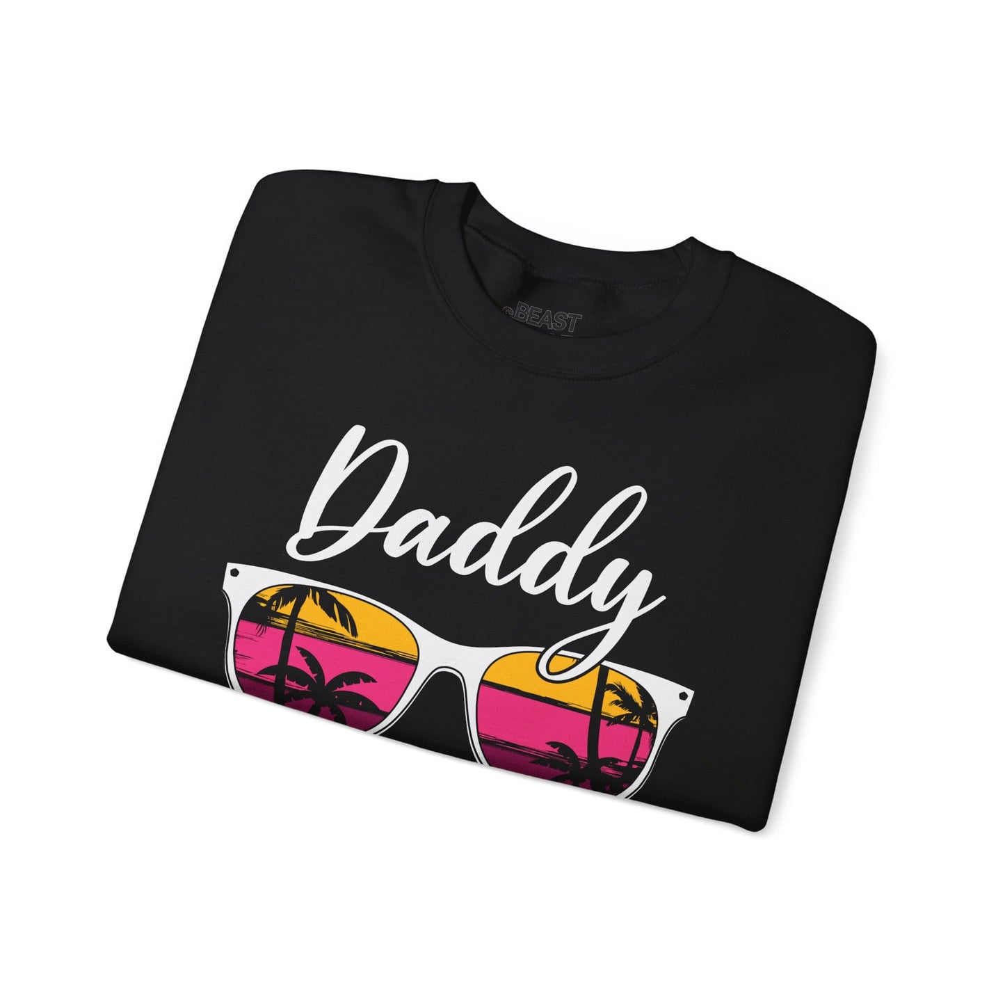 daddy off duty sweatshirt lifestyle shot showing slogan print detail