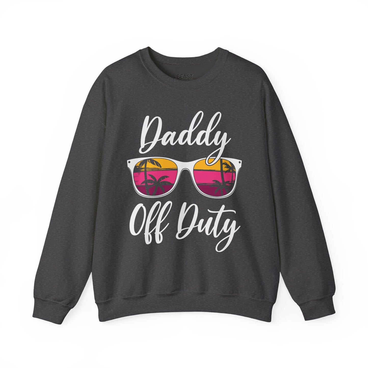 dark heather sweatshirt with daddy off duty bold print dad gift