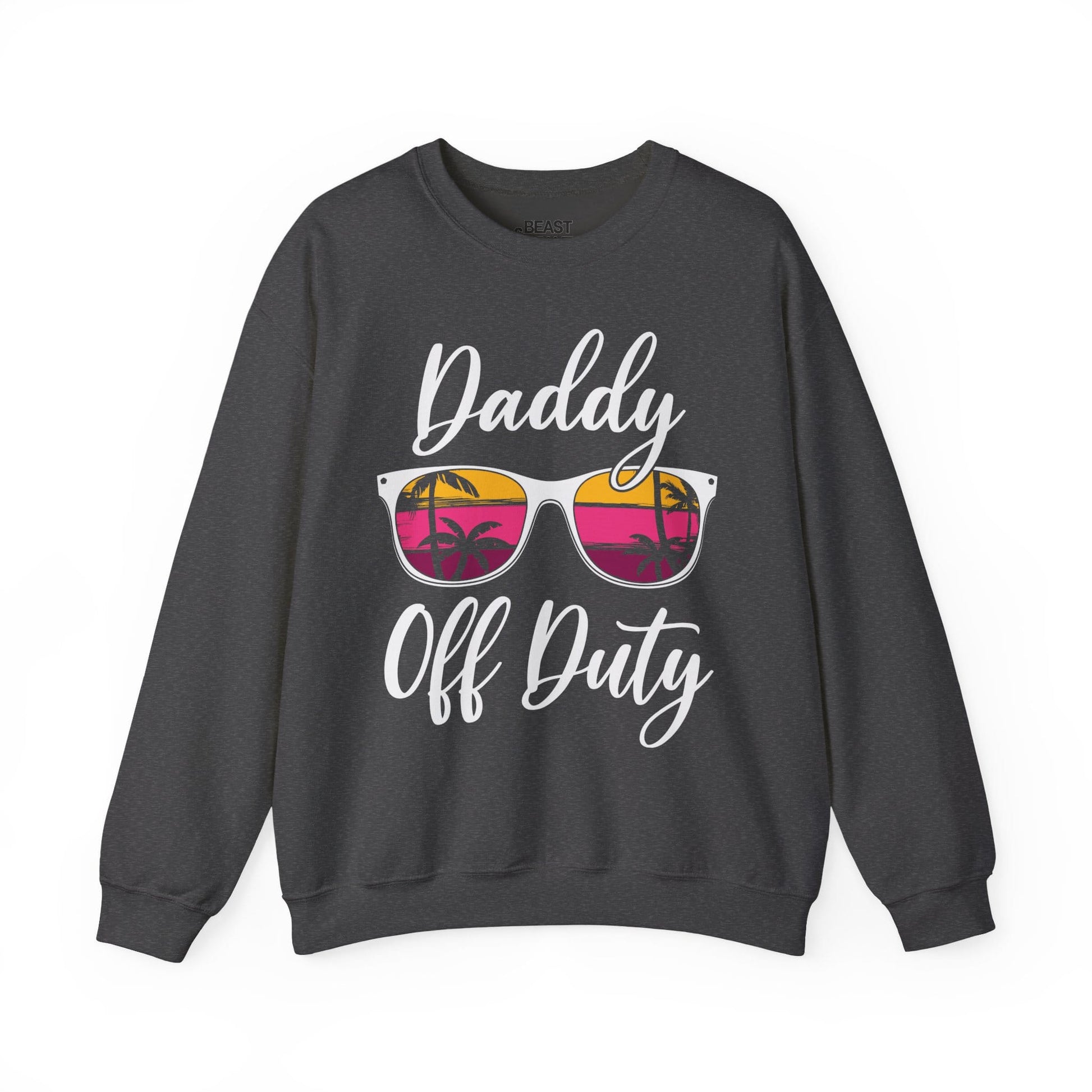 dark heather sweatshirt with daddy off duty bold print dad gift