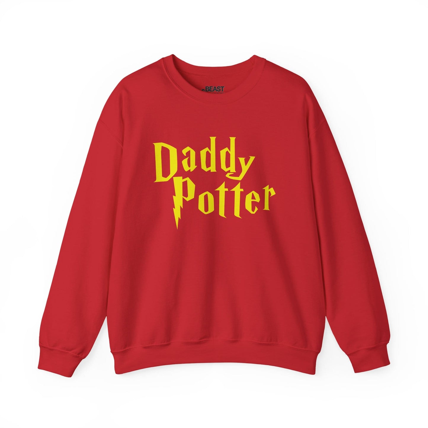 red sweatshirt with Daddy Potter funny dad slogan
