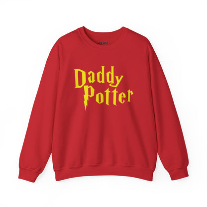 red sweatshirt with Daddy Potter funny dad slogan