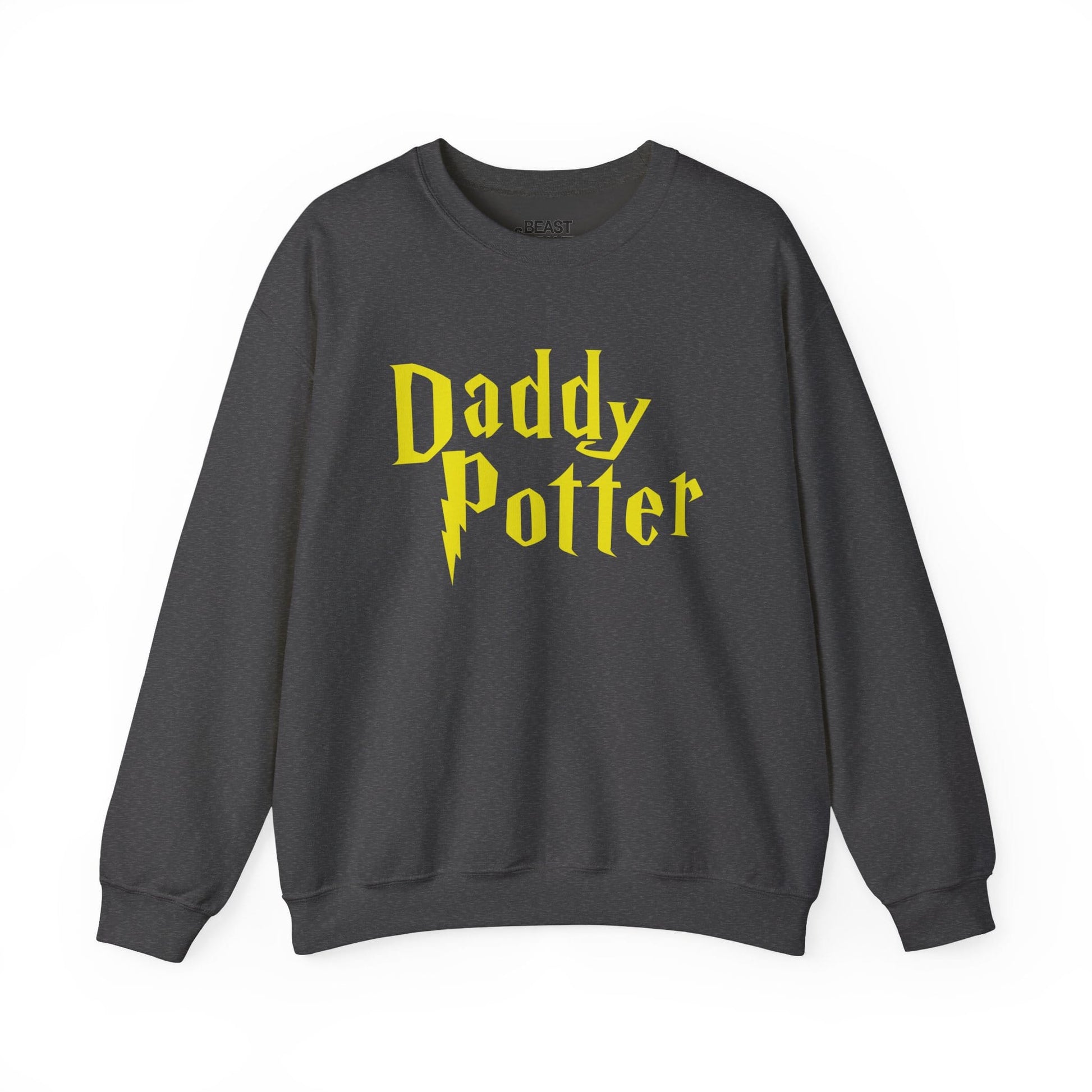 dark heather sweatshirt with Daddy Potter funny dad print