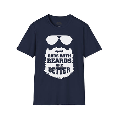 navy t-shirt with dads with beards are better bold printed design