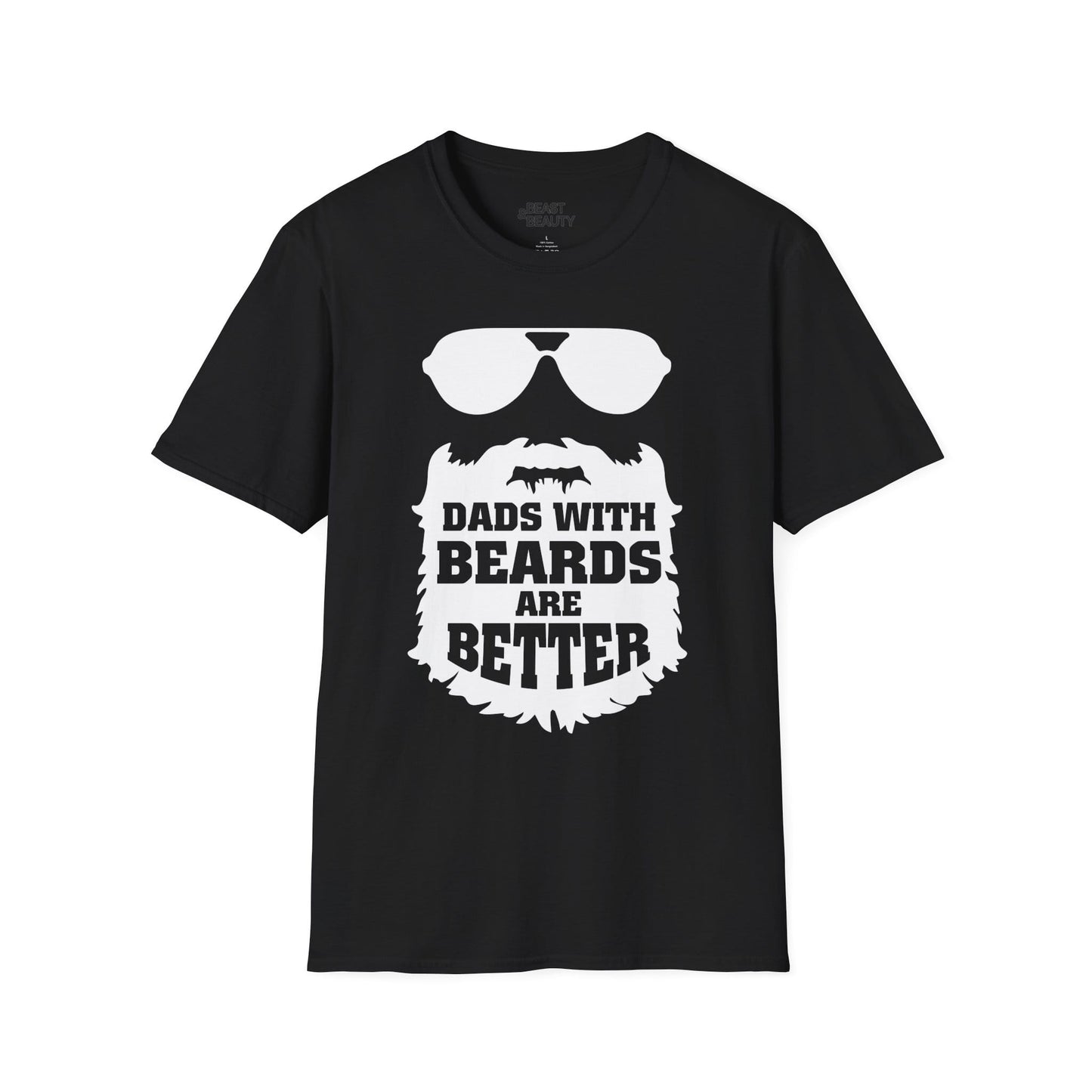 black t-shirt with dads with beards are better funny beard design