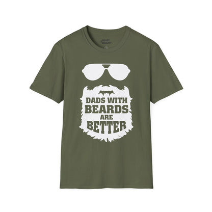 military green t-shirt with dads with beards are better funny dad design