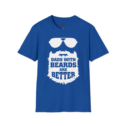 royal blue t-shirt with dads with beards are better funny slogan design