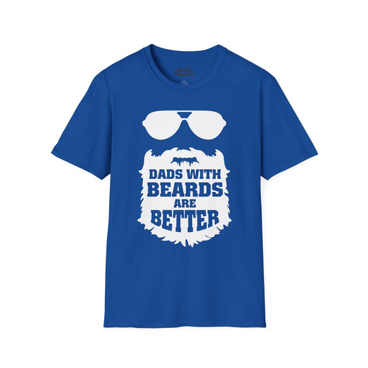 royal blue t-shirt with dads with beards are better funny slogan design