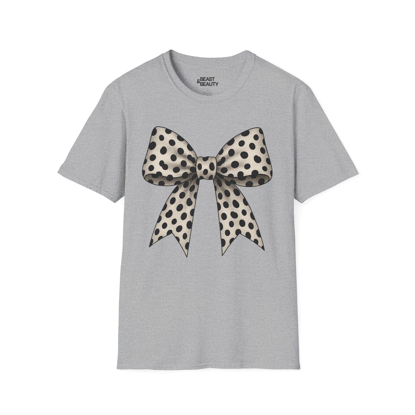 sport grey t-shirt with dalmatian bow coquette design