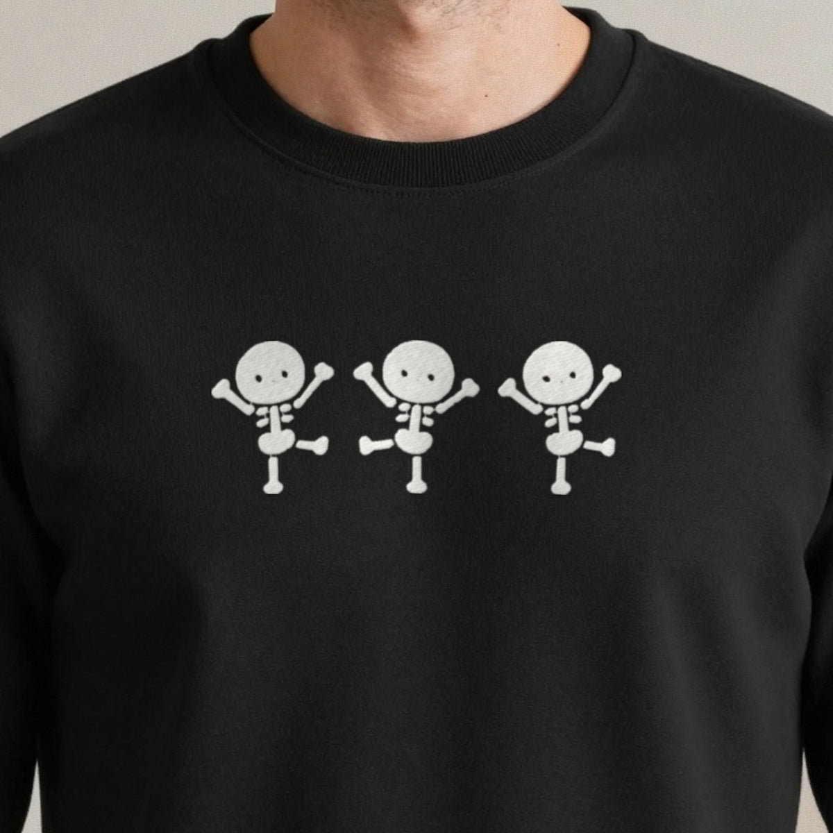 Dancing Skeletons Embroidered Sweatshirt close-up