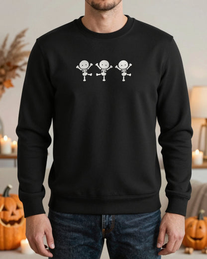 Dancing Skeletons Embroidered Sweatshirt worn