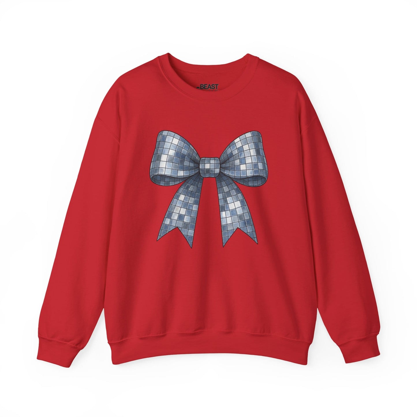 red sweatshirt with disco bow coquette design for gift
