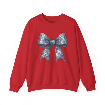 red sweatshirt with disco bow coquette design for gift