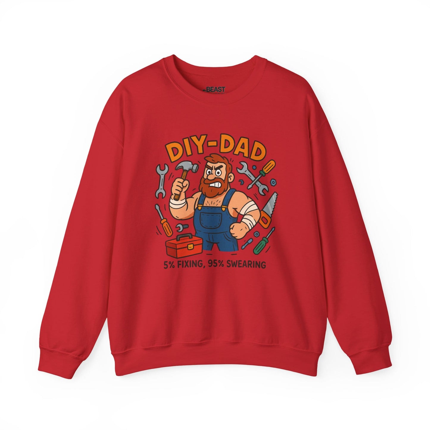 red sweatshirt with DIY Dad humorous design father's day present